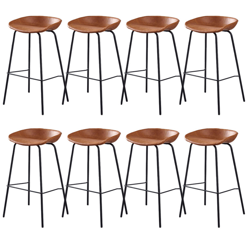 Industrial Style Counter Stool Armless Upholstered Bar Stool with Metal Legs