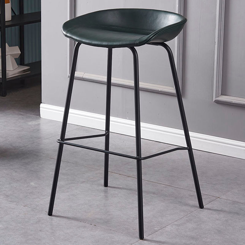 Industrial Style Counter Stool Armless Upholstered Bar Stool with Metal Legs