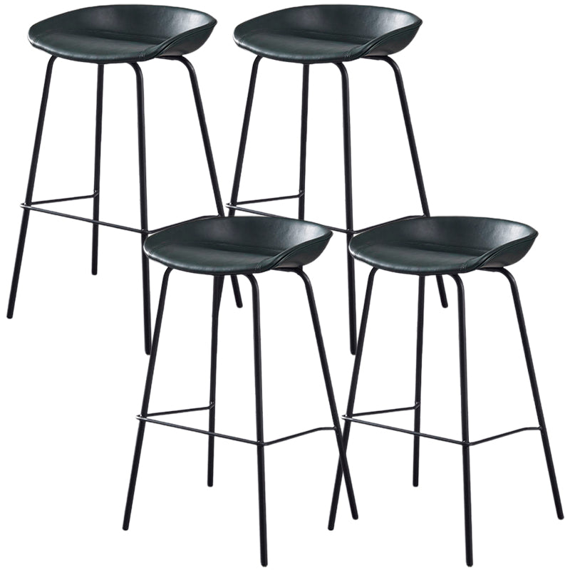Industrial Style Counter Stool Armless Upholstered Bar Stool with Metal Legs