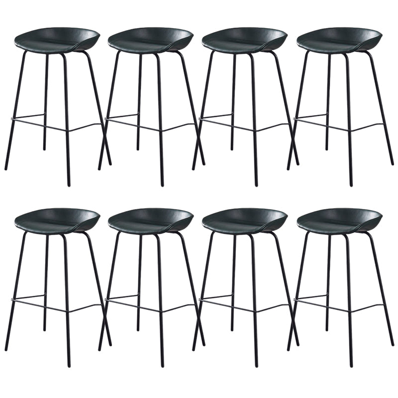 Industrial Style Counter Stool Armless Upholstered Bar Stool with Metal Legs