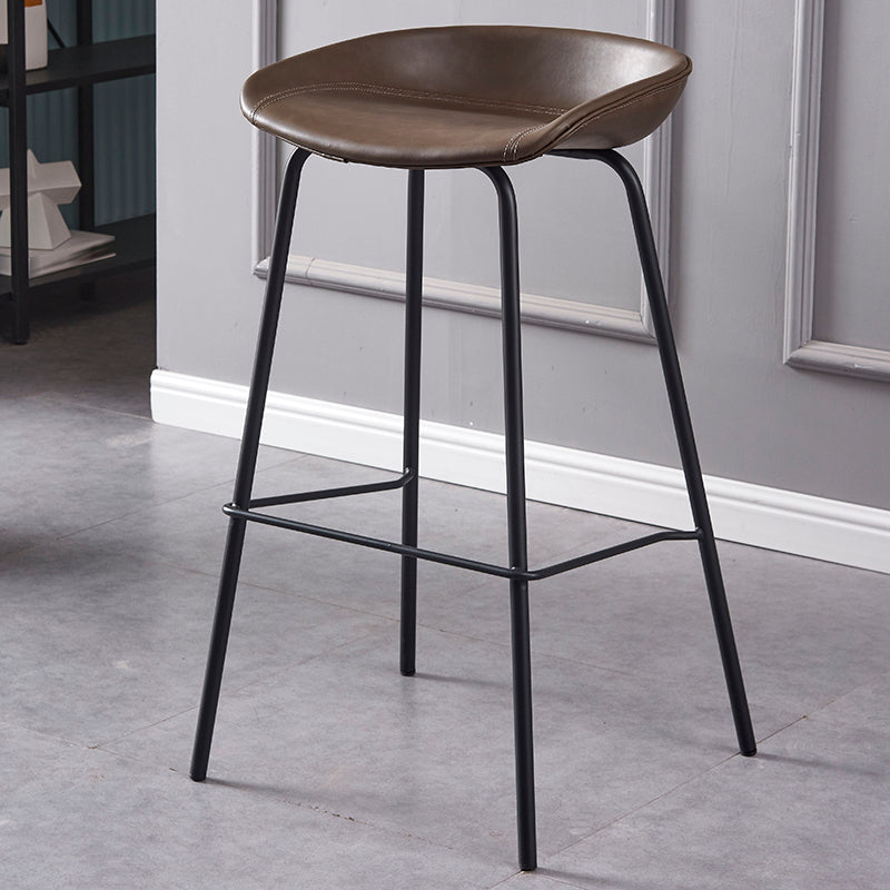 Industrial Style Counter Stool Armless Upholstered Bar Stool with Metal Legs