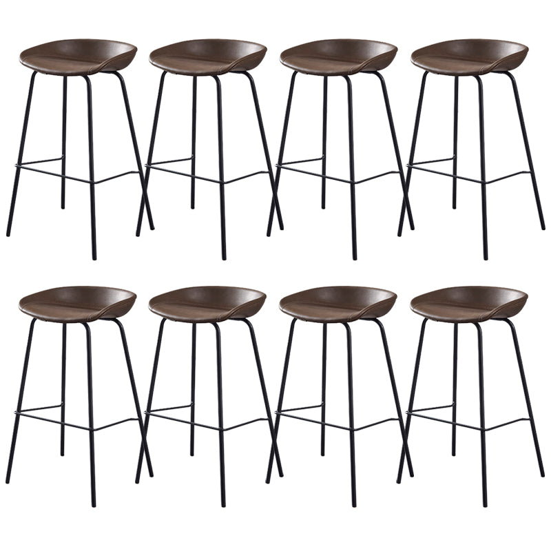 Industrial Style Counter Stool Armless Upholstered Bar Stool with Metal Legs
