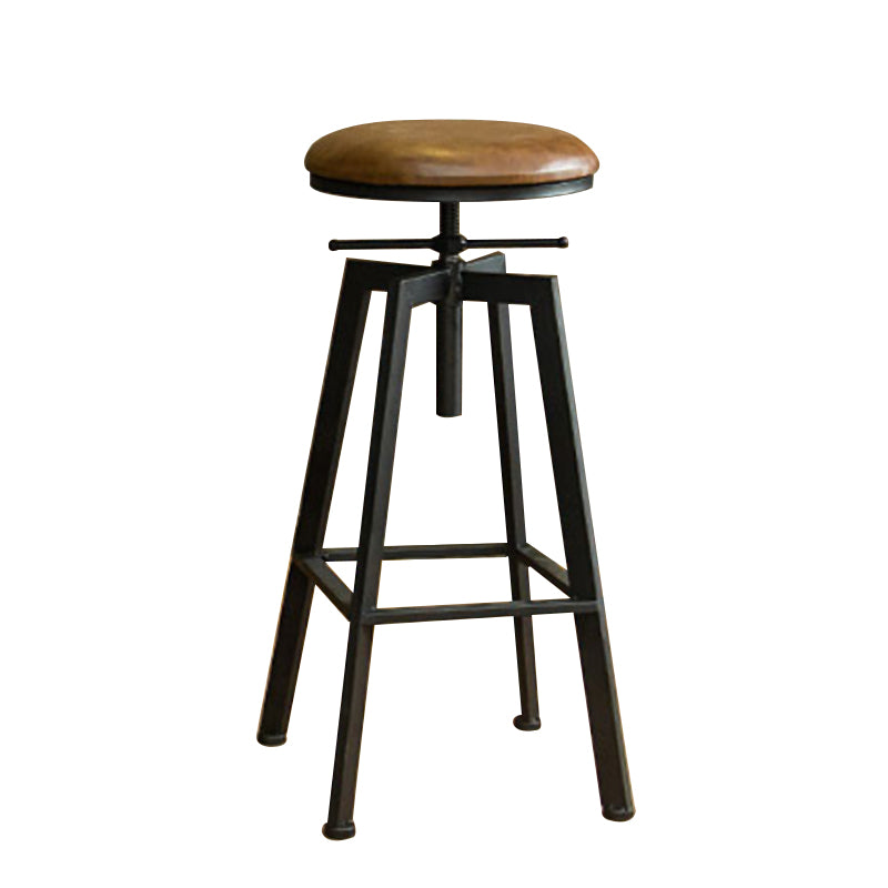 Industrial Armless Elevatable Counter Stool Iron Cafe Bar Stool with Metal Legs