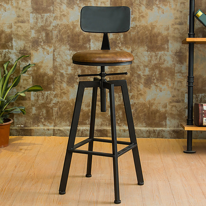 Industrial Armless Elevatable Counter Stool Iron Cafe Bar Stool with Metal Legs