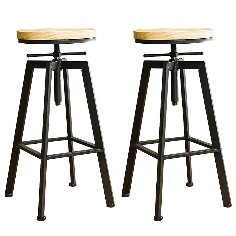 Industrial Armless Elevatable Counter Stool Iron Cafe Bar Stool with Metal Legs