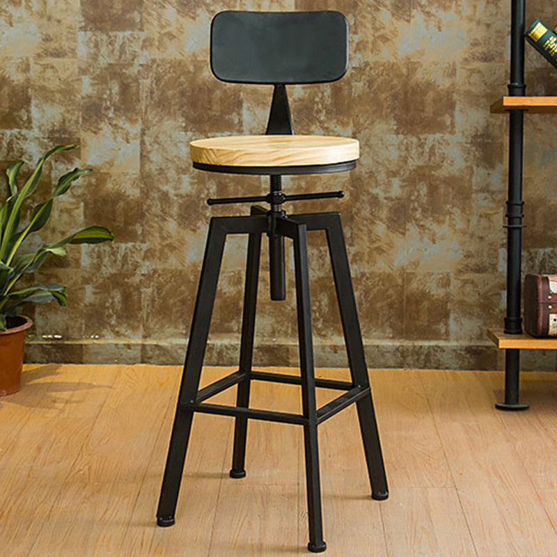 Industrial Armless Elevatable Counter Stool Iron Cafe Bar Stool with Metal Legs