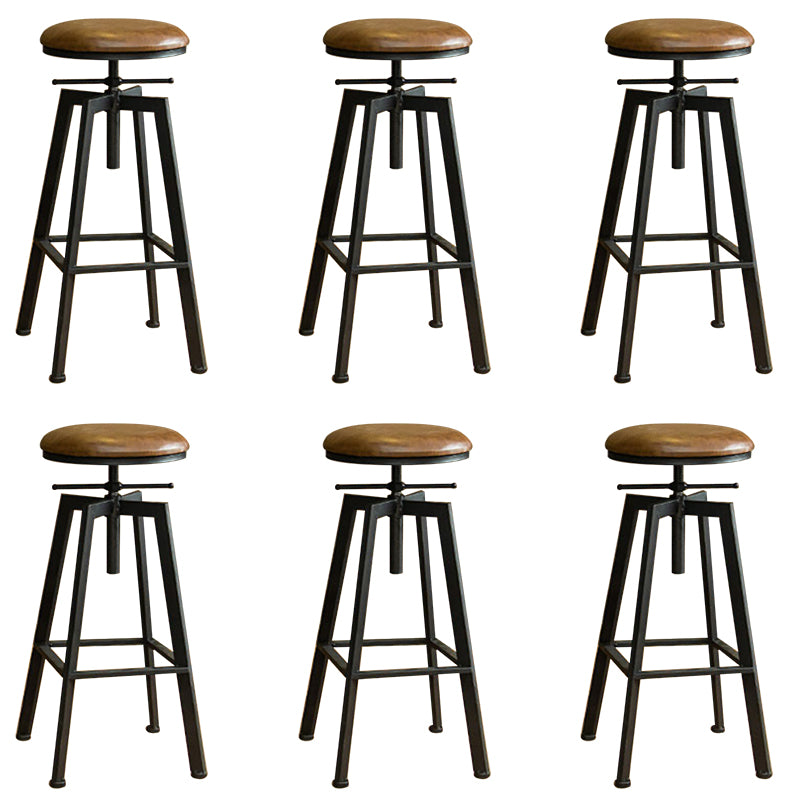 Industrial Armless Elevatable Counter Stool Iron Cafe Bar Stool with Metal Legs