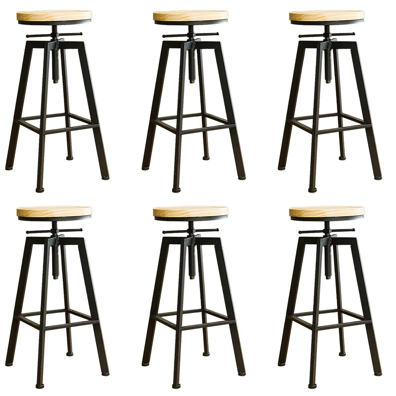 Industrial Armless Elevatable Counter Stool Iron Cafe Bar Stool with Metal Legs