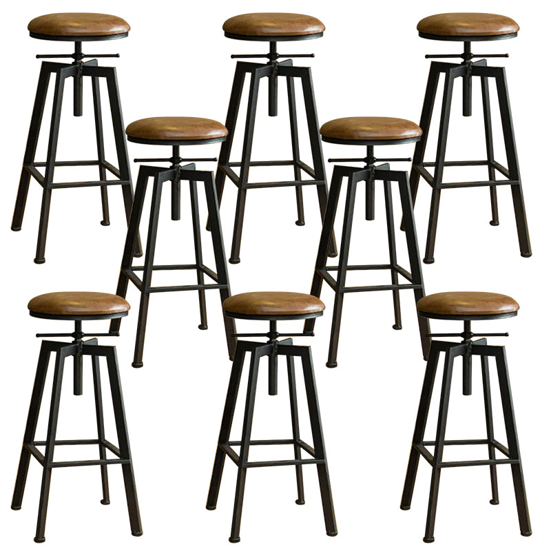 Industrial Armless Elevatable Counter Stool Iron Cafe Bar Stool with Metal Legs