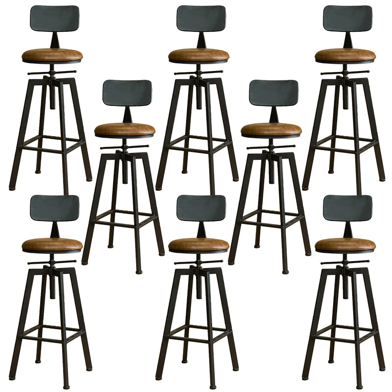 Industrial Armless Elevatable Counter Stool Iron Cafe Bar Stool with Metal Legs