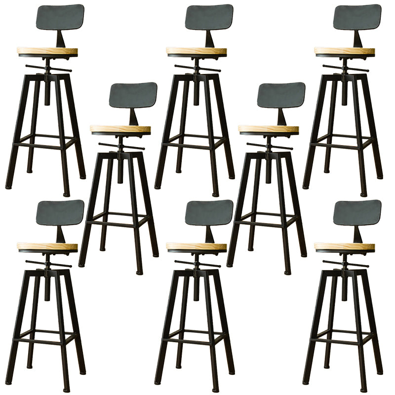 Industrial Armless Elevatable Counter Stool Iron Cafe Bar Stool with Metal Legs