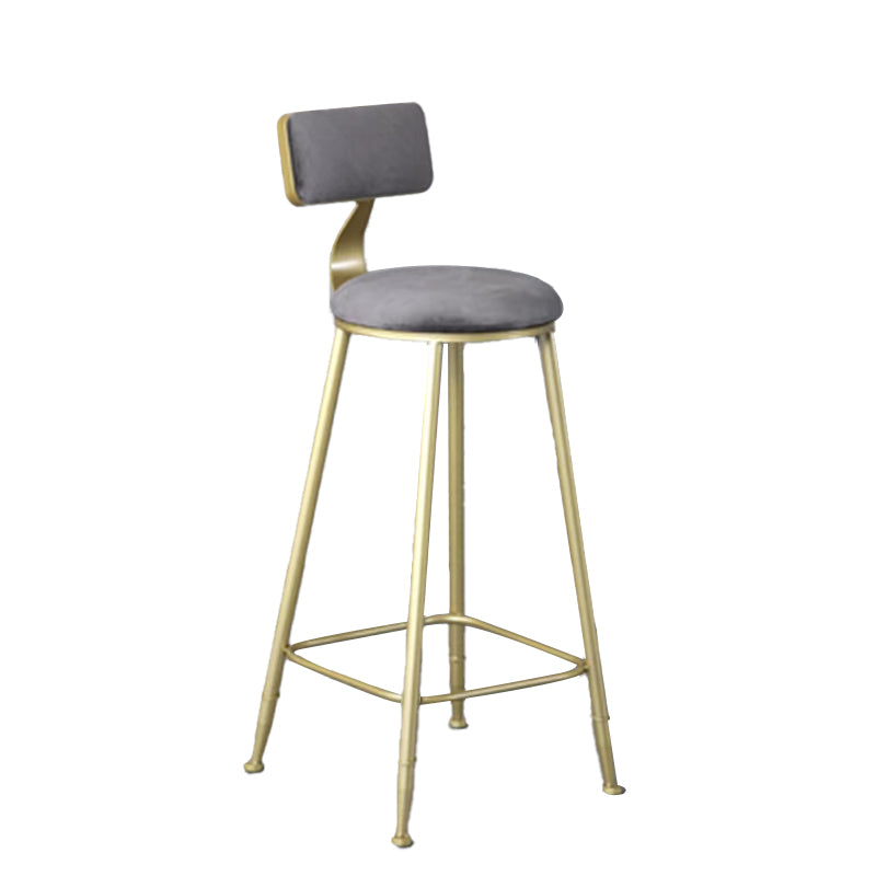 Glam Armless Counter Stool Iron Cafe Bar Stool with Cushion and Pedal