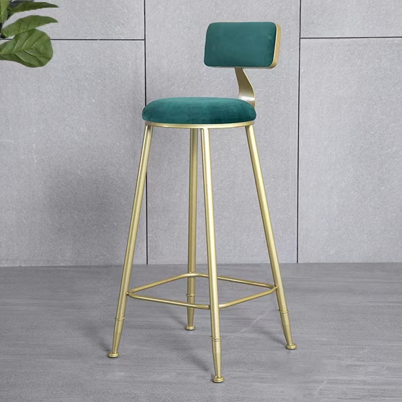 Glam Armless Counter Stool Iron Cafe Bar Stool with Cushion and Pedal