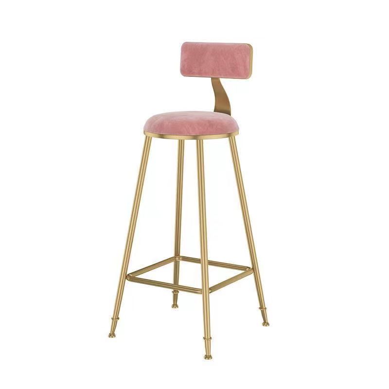 Glam Armless Counter Stool Iron Cafe Bar Stool with Cushion and Pedal
