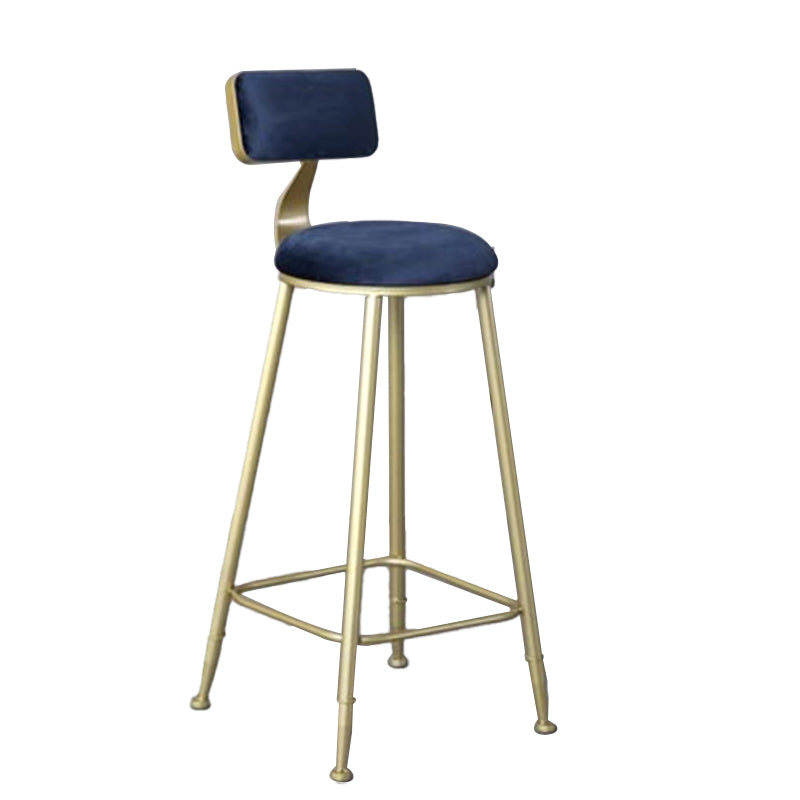 Glam Armless Counter Stool Iron Cafe Bar Stool with Cushion and Pedal