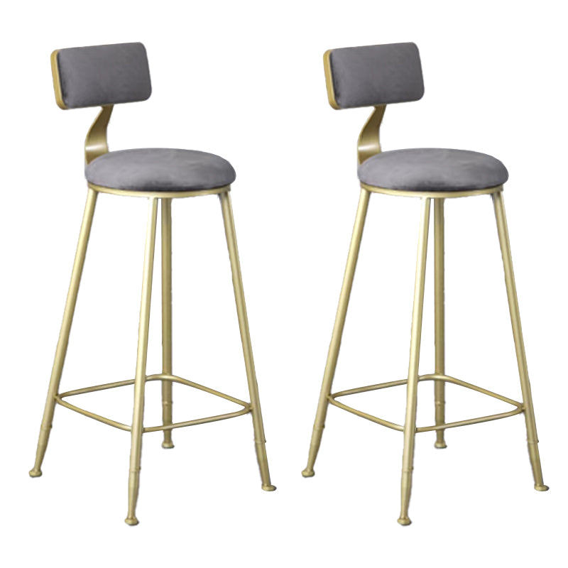 Glam Armless Counter Stool Iron Cafe Bar Stool with Cushion and Pedal