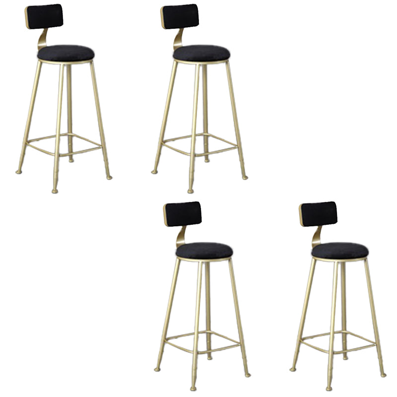 Glam Armless Counter Stool Iron Cafe Bar Stool with Cushion and Pedal