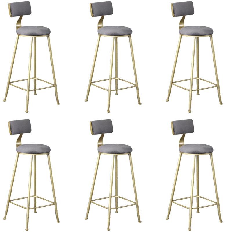 Glam Armless Counter Stool Iron Cafe Bar Stool with Cushion and Pedal