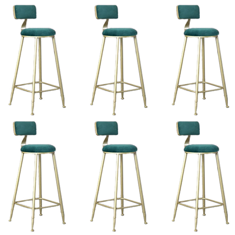 Glam Armless Counter Stool Iron Cafe Bar Stool with Cushion and Pedal