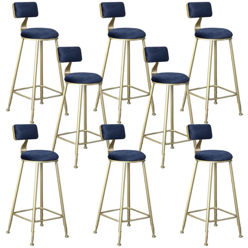 Glam Armless Counter Stool Iron Cafe Bar Stool with Cushion and Pedal