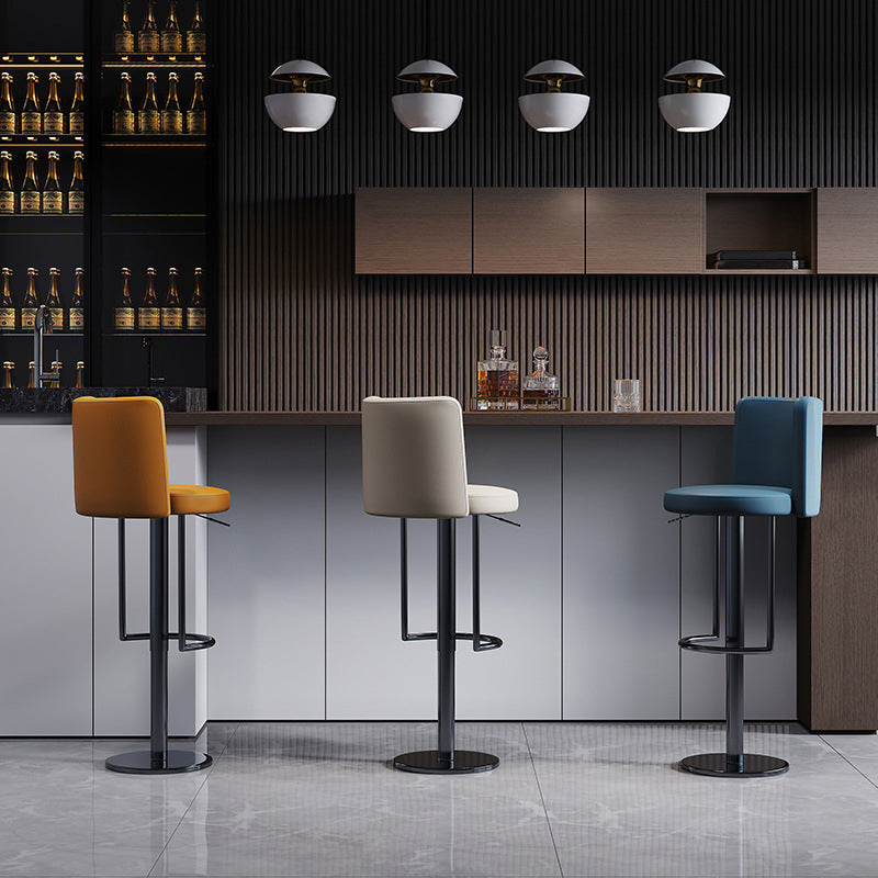 Industrial Style Liftable Bar Stool PU Leather Counter Bar Stool with Metal Legs for Home