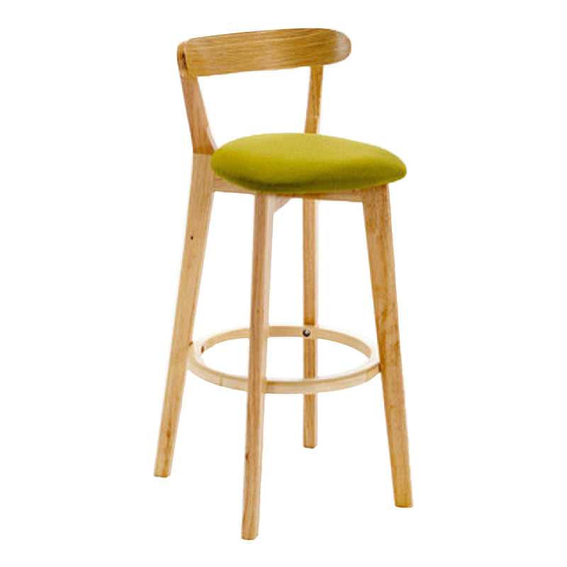 Industrial Backrest Counter Stool Rubber Wood Cafe Bar Stool with Cushion and Pedal