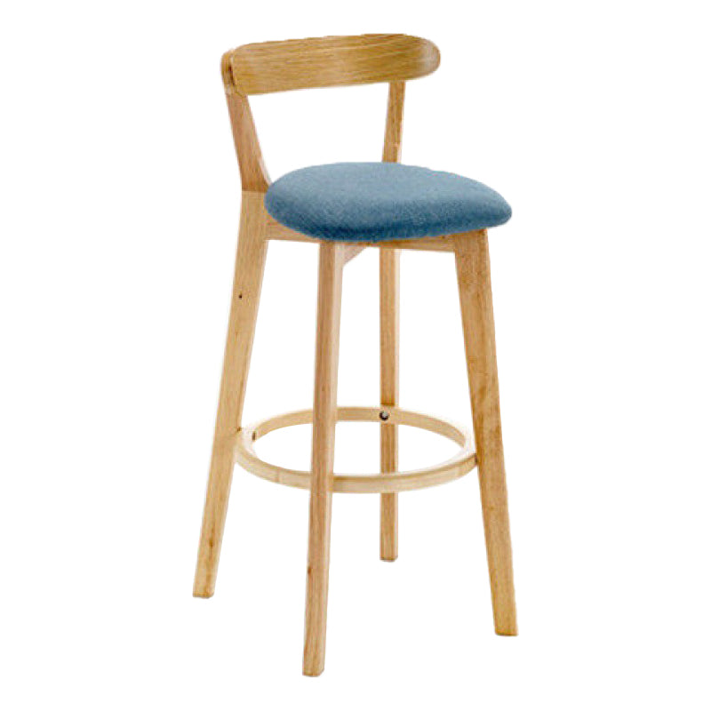 Industrial Backrest Counter Stool Rubber Wood Cafe Bar Stool with Cushion and Pedal