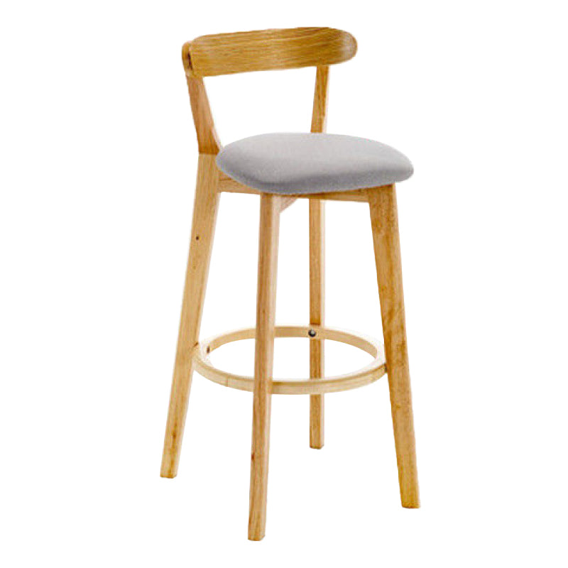 Industrial Backrest Counter Stool Rubber Wood Cafe Bar Stool with Cushion and Pedal
