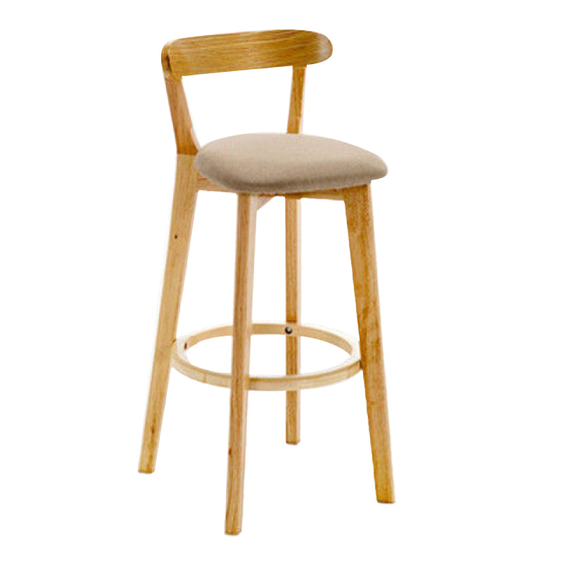 Industrial Backrest Counter Stool Rubber Wood Cafe Bar Stool with Cushion and Pedal