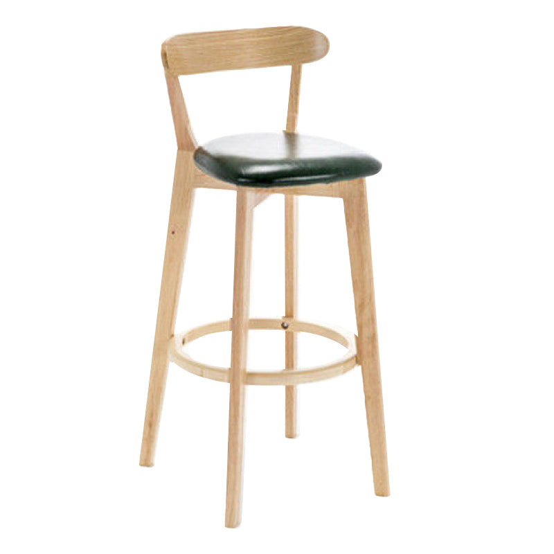 Industrial Backrest Counter Stool Rubber Wood Cafe Bar Stool with Cushion and Pedal