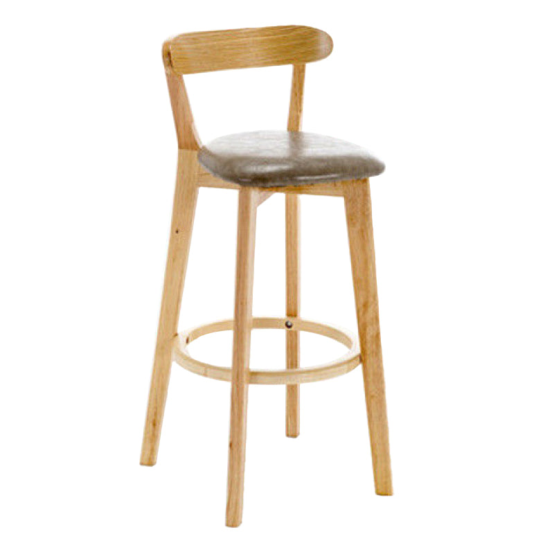 Industrial Backrest Counter Stool Rubber Wood Cafe Bar Stool with Cushion and Pedal