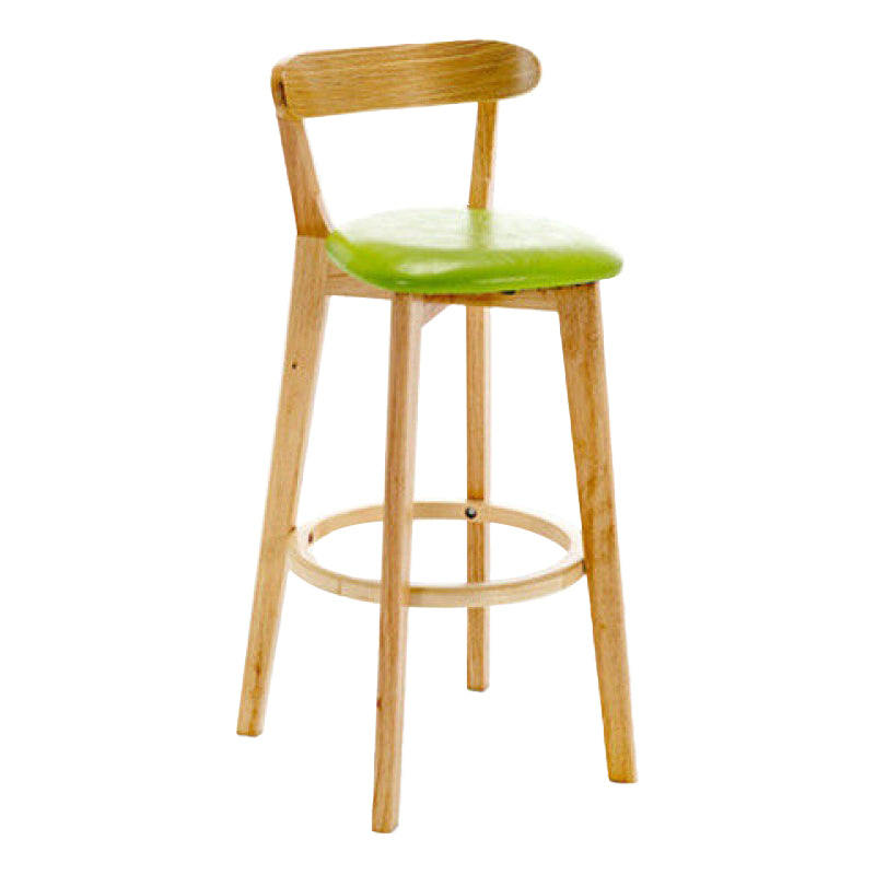 Industrial Backrest Counter Stool Rubber Wood Cafe Bar Stool with Cushion and Pedal