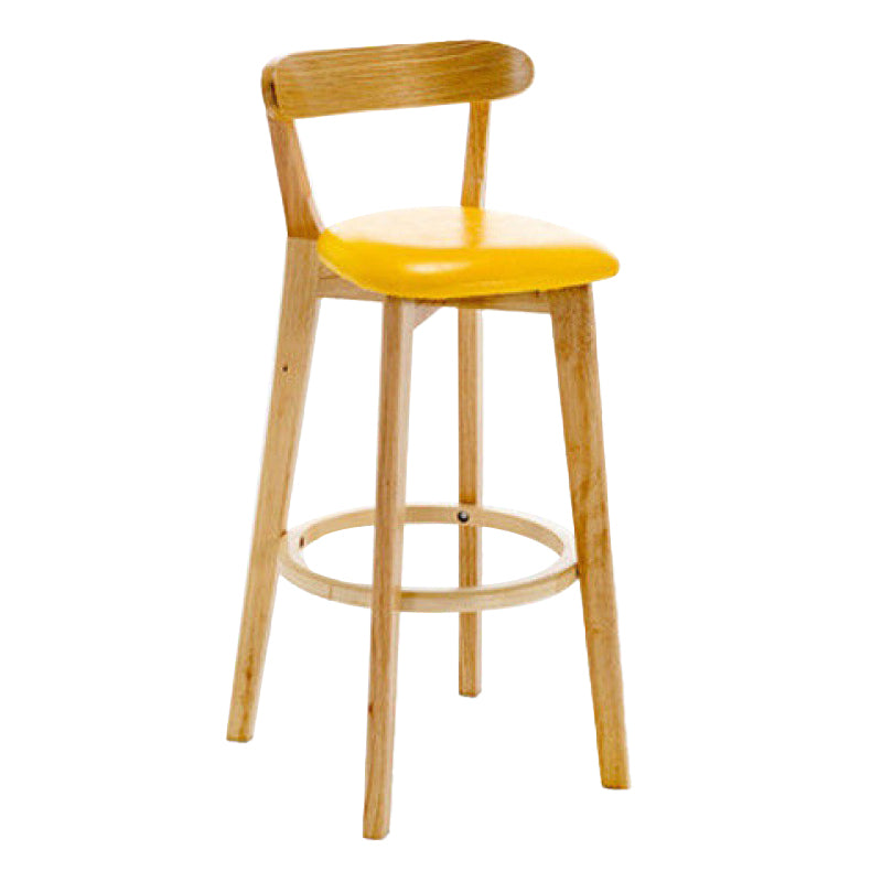 Industrial Backrest Counter Stool Rubber Wood Cafe Bar Stool with Cushion and Pedal