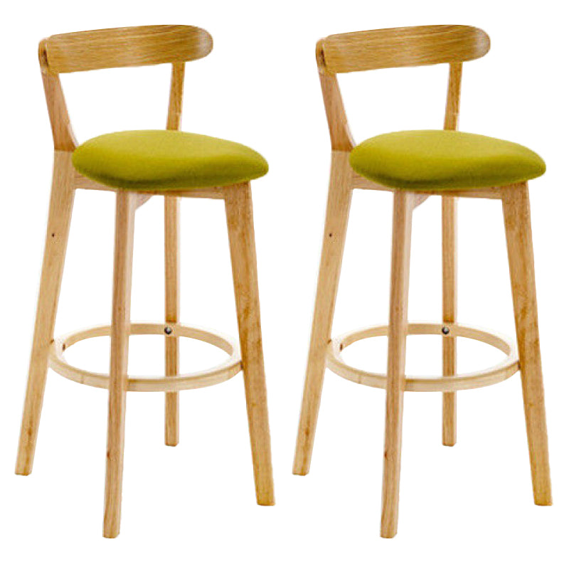 Industrial Backrest Counter Stool Rubber Wood Cafe Bar Stool with Cushion and Pedal