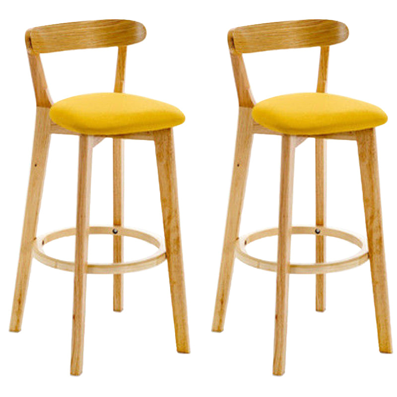 Industrial Backrest Counter Stool Rubber Wood Cafe Bar Stool with Cushion and Pedal