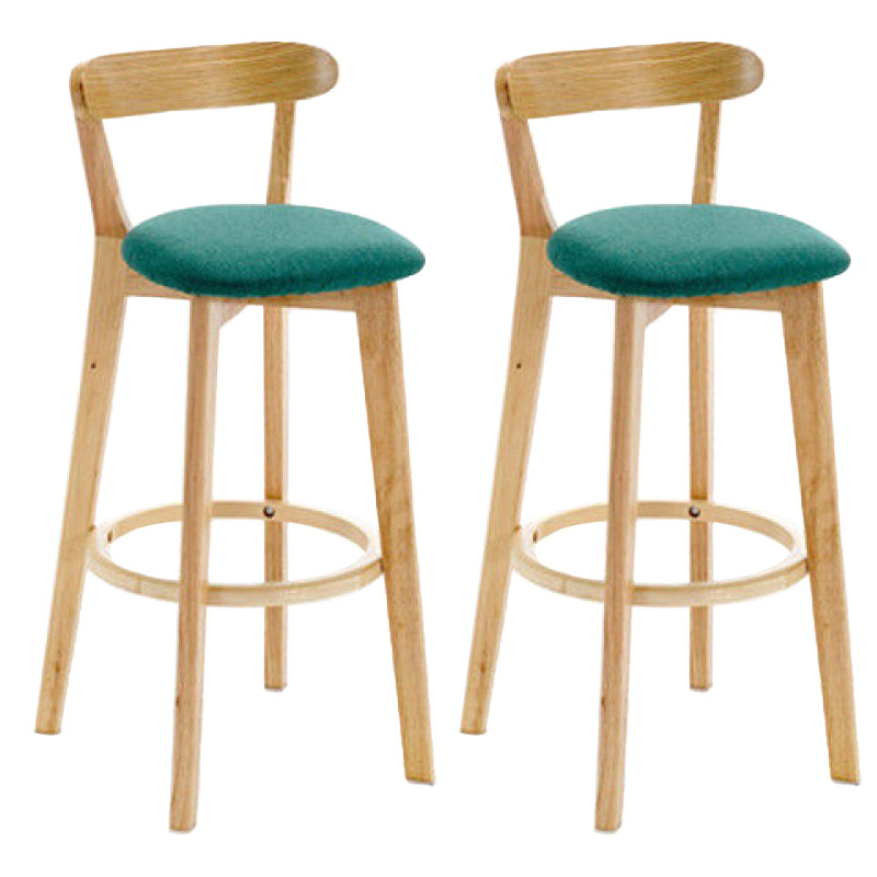 Industrial Backrest Counter Stool Rubber Wood Cafe Bar Stool with Cushion and Pedal