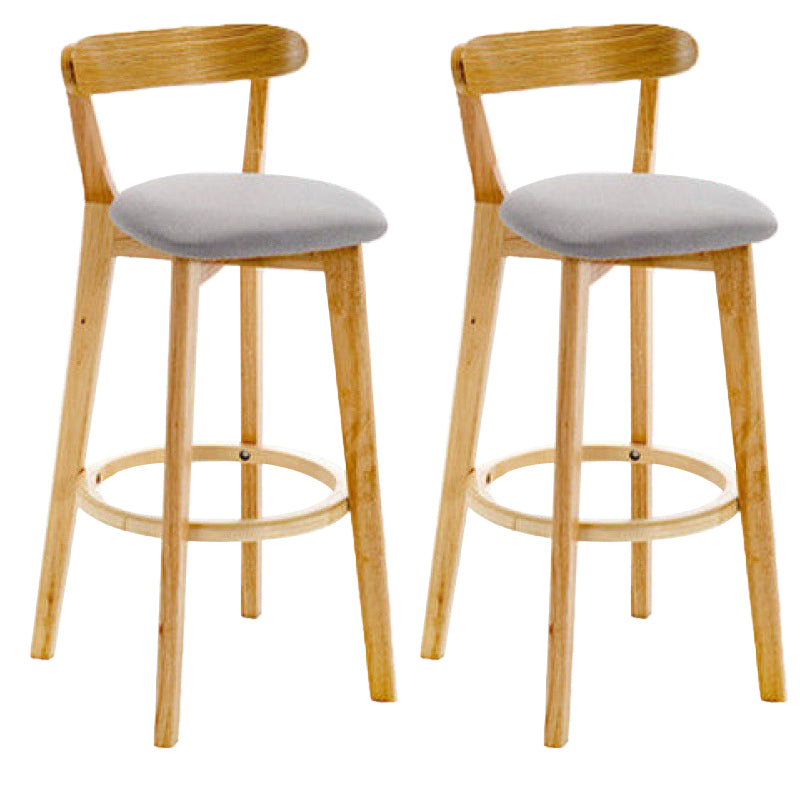 Industrial Backrest Counter Stool Rubber Wood Cafe Bar Stool with Cushion and Pedal