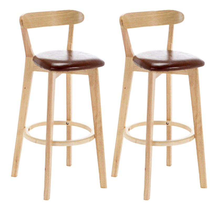 Industrial Backrest Counter Stool Rubber Wood Cafe Bar Stool with Cushion and Pedal