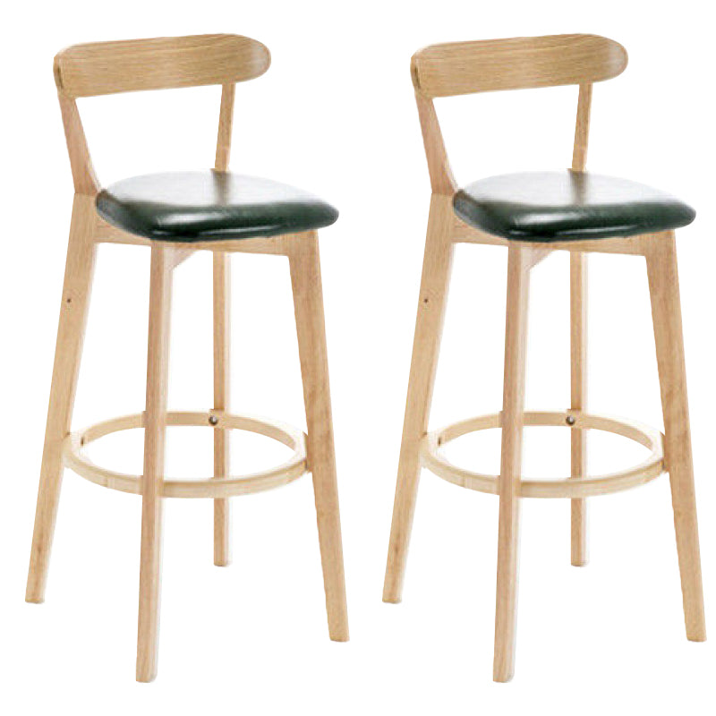 Industrial Backrest Counter Stool Rubber Wood Cafe Bar Stool with Cushion and Pedal
