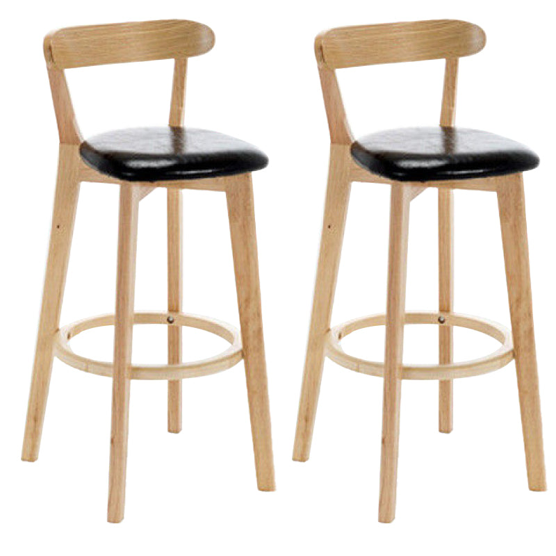 Industrial Backrest Counter Stool Rubber Wood Cafe Bar Stool with Cushion and Pedal