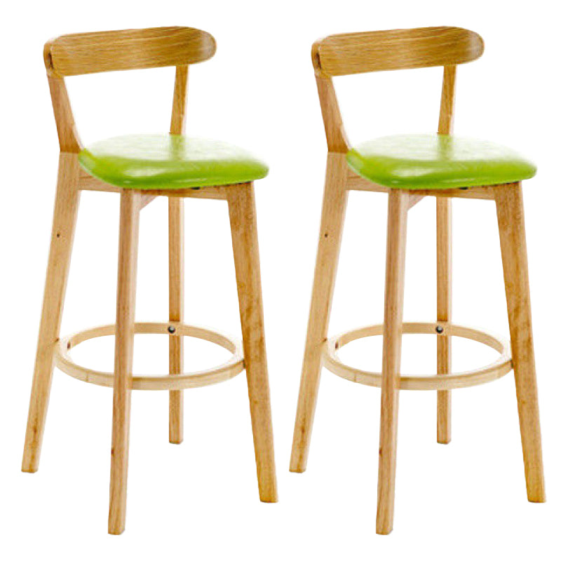 Industrial Backrest Counter Stool Rubber Wood Cafe Bar Stool with Cushion and Pedal