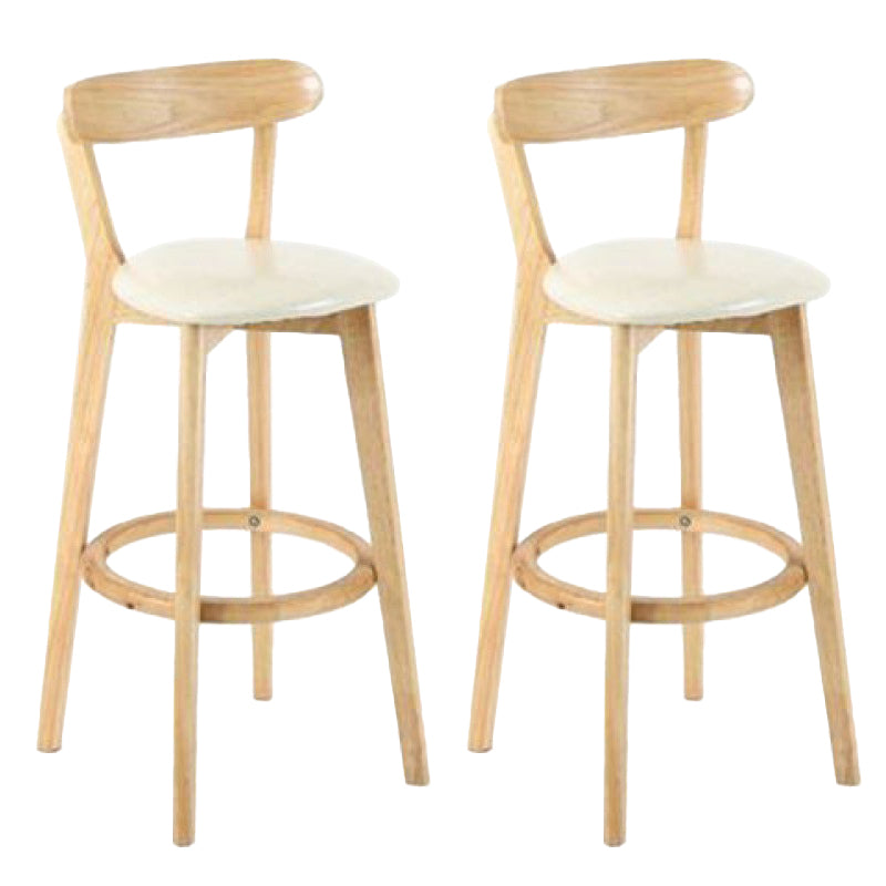 Industrial Backrest Counter Stool Rubber Wood Cafe Bar Stool with Cushion and Pedal