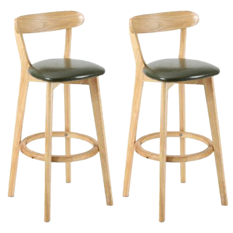 Industrial Backrest Counter Stool Rubber Wood Cafe Bar Stool with Cushion and Pedal