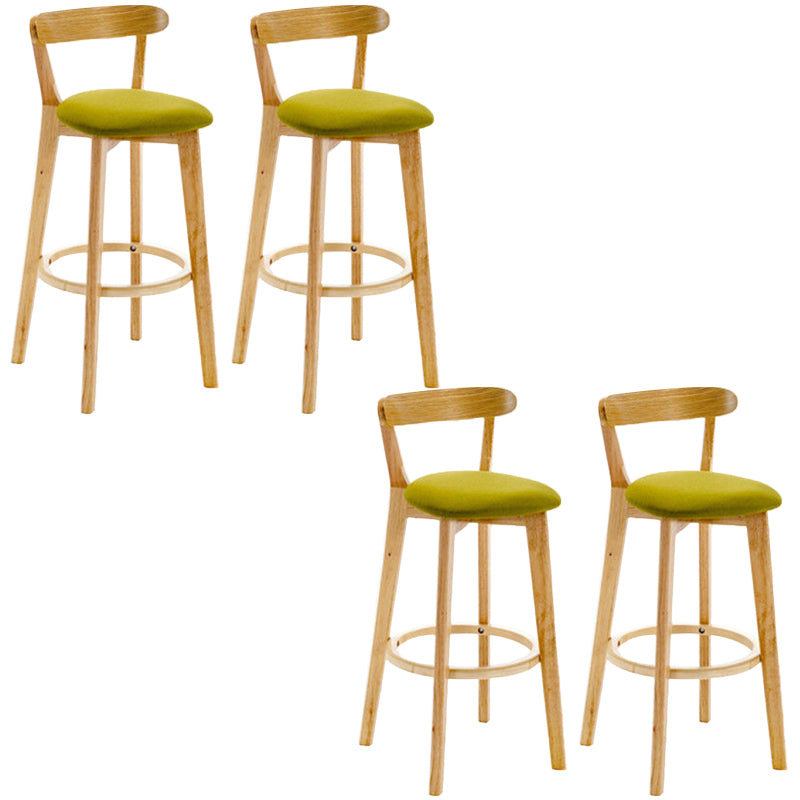 Industrial Backrest Counter Stool Rubber Wood Cafe Bar Stool with Cushion and Pedal