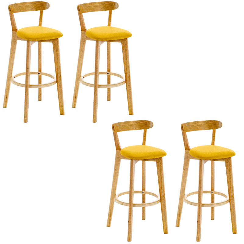Industrial Backrest Counter Stool Rubber Wood Cafe Bar Stool with Cushion and Pedal