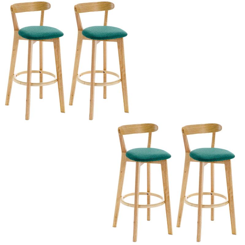 Industrial Backrest Counter Stool Rubber Wood Cafe Bar Stool with Cushion and Pedal