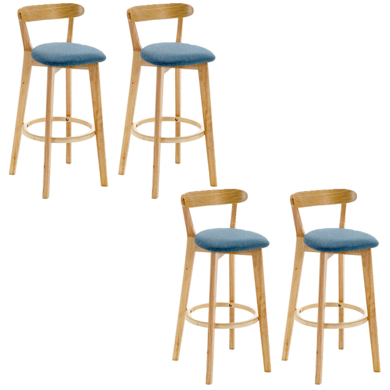 Industrial Backrest Counter Stool Rubber Wood Cafe Bar Stool with Cushion and Pedal