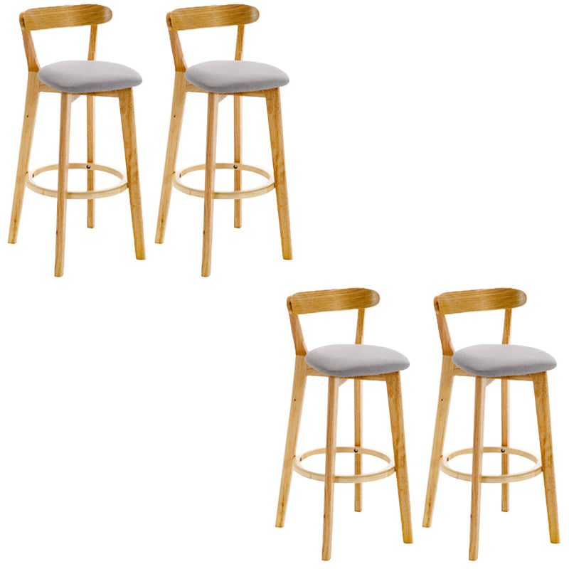 Industrial Backrest Counter Stool Rubber Wood Cafe Bar Stool with Cushion and Pedal