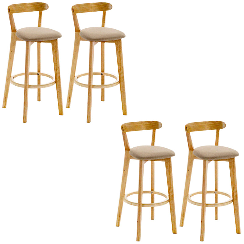 Industrial Backrest Counter Stool Rubber Wood Cafe Bar Stool with Cushion and Pedal