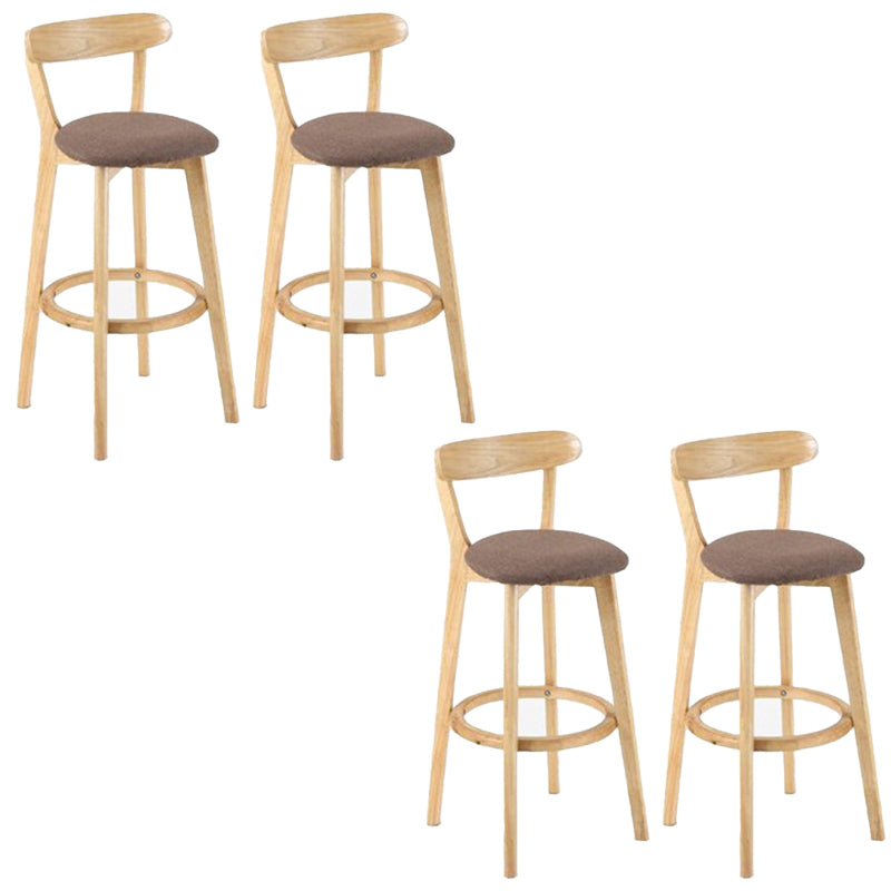 Industrial Backrest Counter Stool Rubber Wood Cafe Bar Stool with Cushion and Pedal